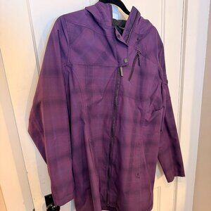 Marmot Jacket Womens Large Purple Membrain Hooded Windbreaker Long